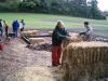 The start of positioning the bales