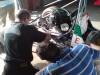 Sunday: Mark qualified 2nd with a slipping clutch.  Trevor asisting the fitting of a new one.